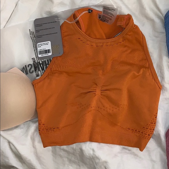Orange Flawless Knit Sports Bra - Gymshark - Picture 2 of 5